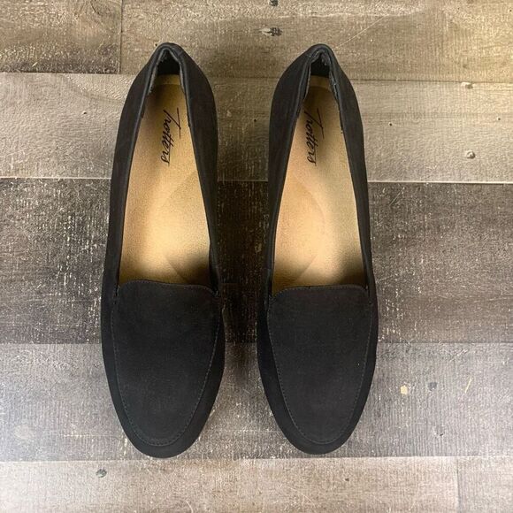 Trotters Women’s Size 12 Monarch Round Toe Loafers Black Suede Block Heel Shoes - Picture 7 of 11